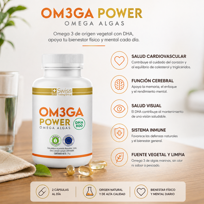 Om3ga Power DHA 800 | Omega 3 Vegano de Algas